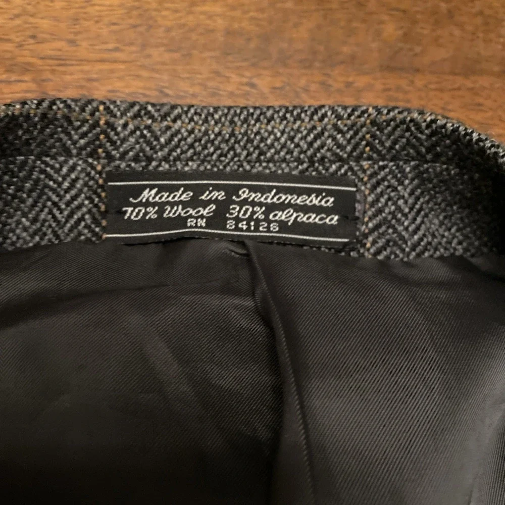 JEFFREY BANKS Blazer MENS 46R Gray Wool Alpaca Blend Herringbone Plaid‎ 2 BUTTON